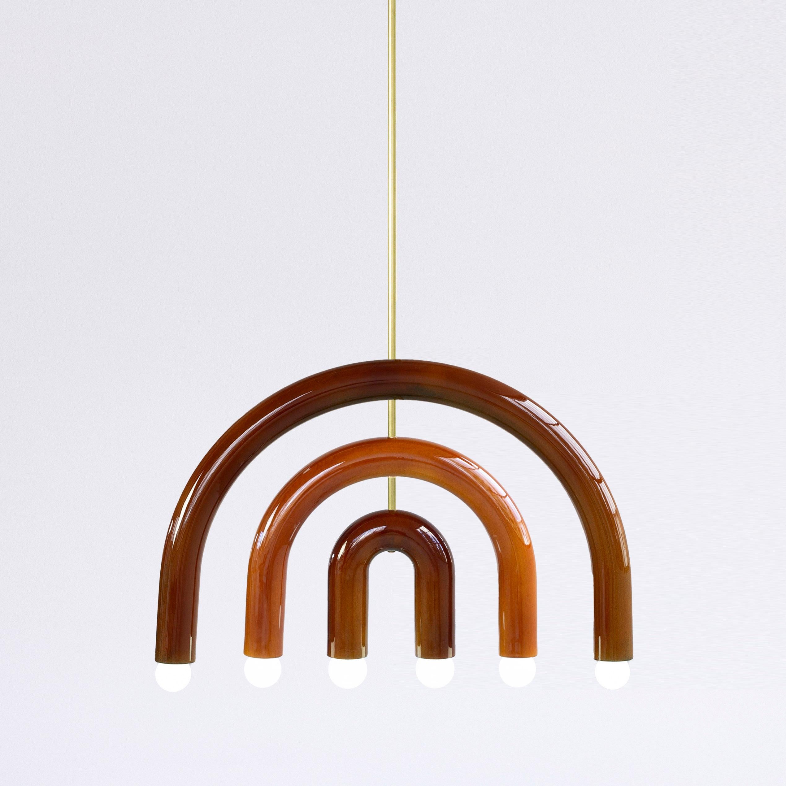 Fait main Lampe à pied personnalisable en céramique TRN F1 rouge noir ocre par Pani Jurek en vente