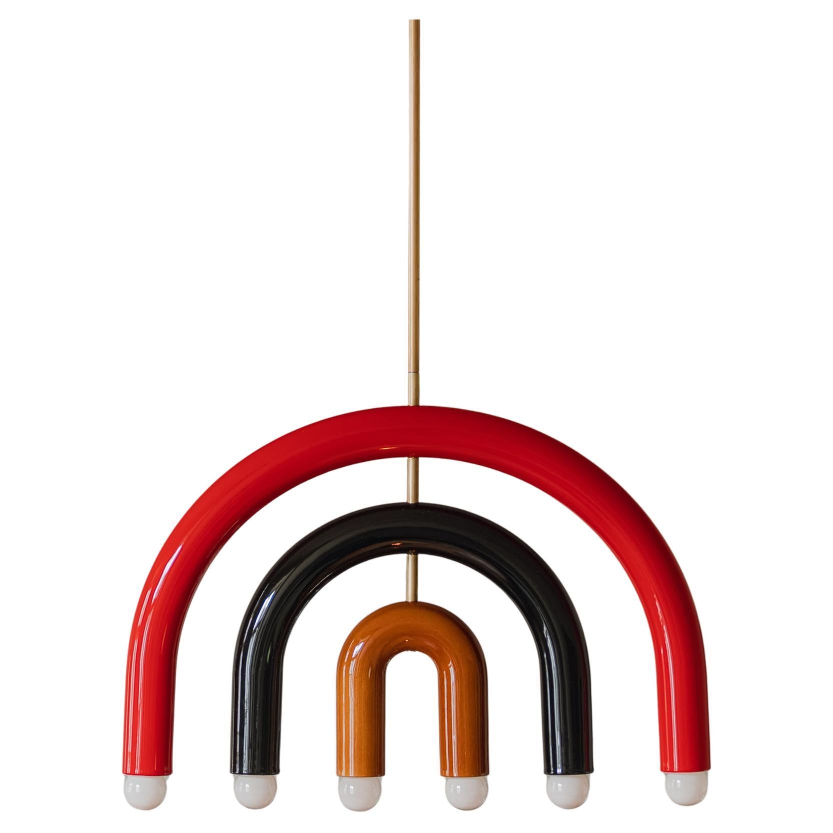 Lampe à pied personnalisable en céramique TRN F1 rouge noir ocre par Pani Jurek en vente