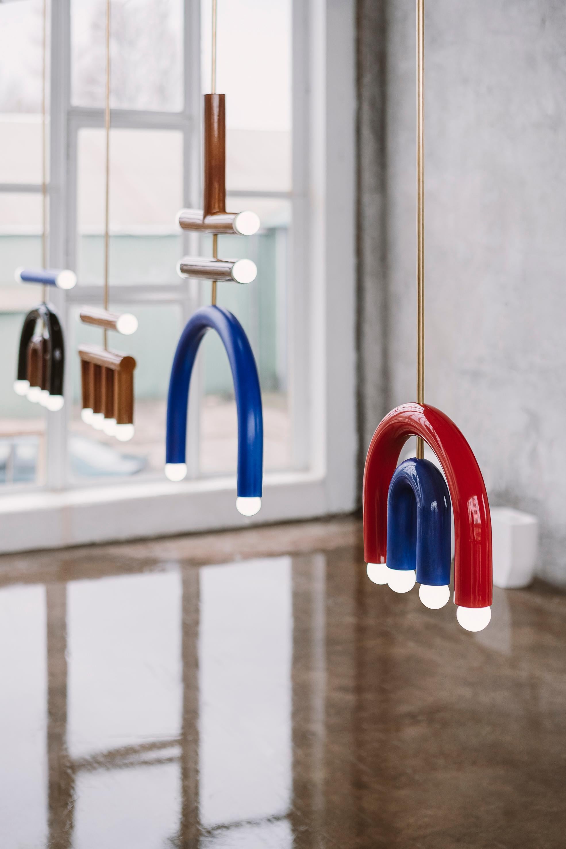 Organico moderno Lampada a sospensione in ceramica personalizzabile TRN F2 finitura argento di Pani Jurek in vendita