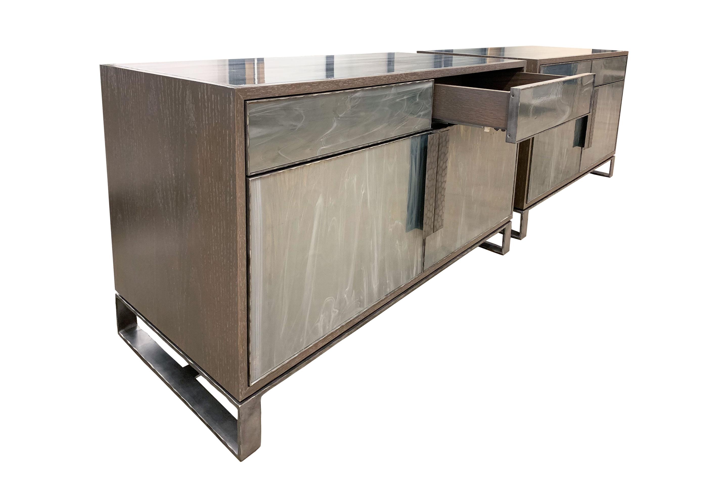 metal and glass credenza