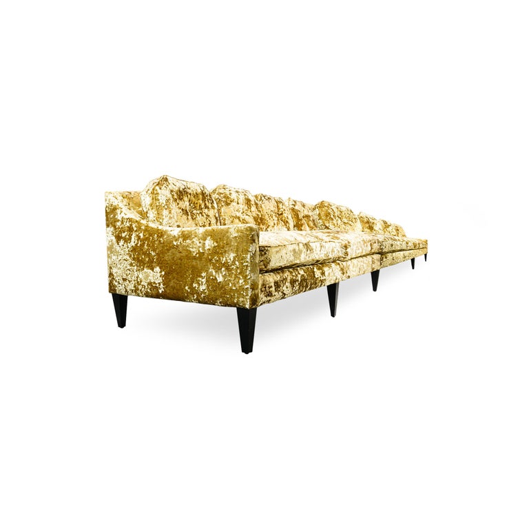 Customizable Classic Sofa with Crushed Velvet and Shaped Back Pillows