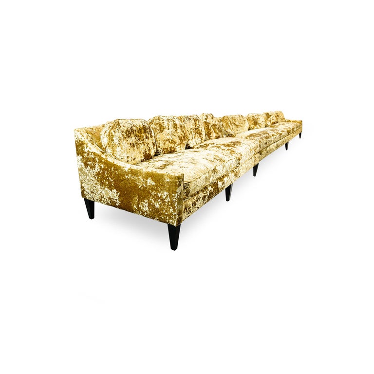 Customizable Classic Sofa with Crushed Velvet and Shaped Back Pillows