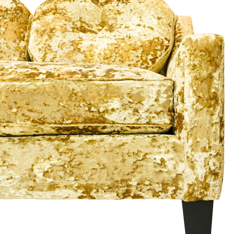 Customizable Classic Sofa with Crushed Velvet and Shaped Back Pillows