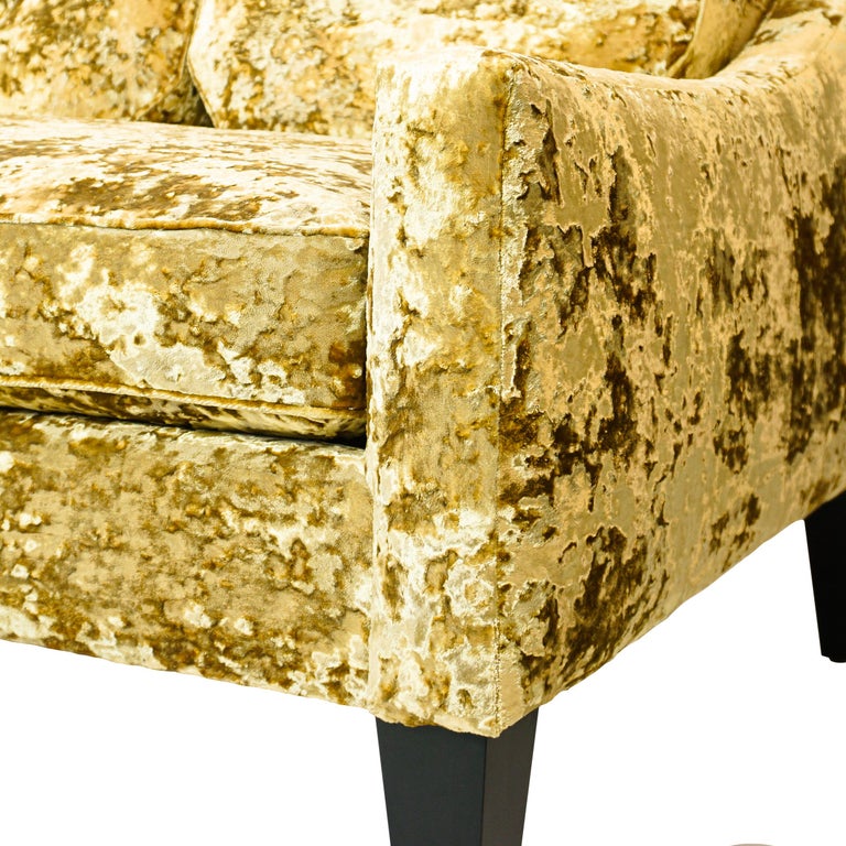 Customizable Classic Sofa with Crushed Velvet and Shaped Back Pillows