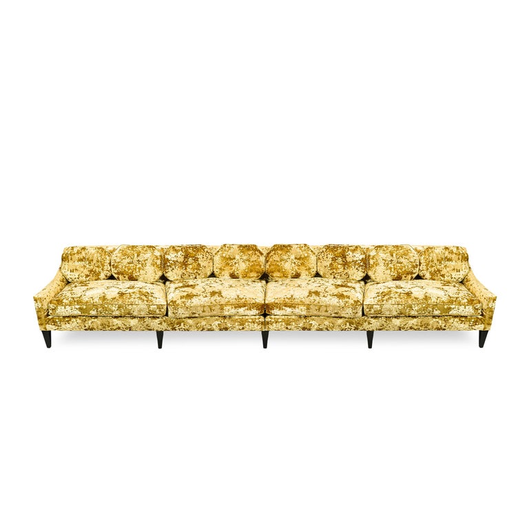 Customizable Classic Sofa with Crushed Velvet and Shaped Back Pillows