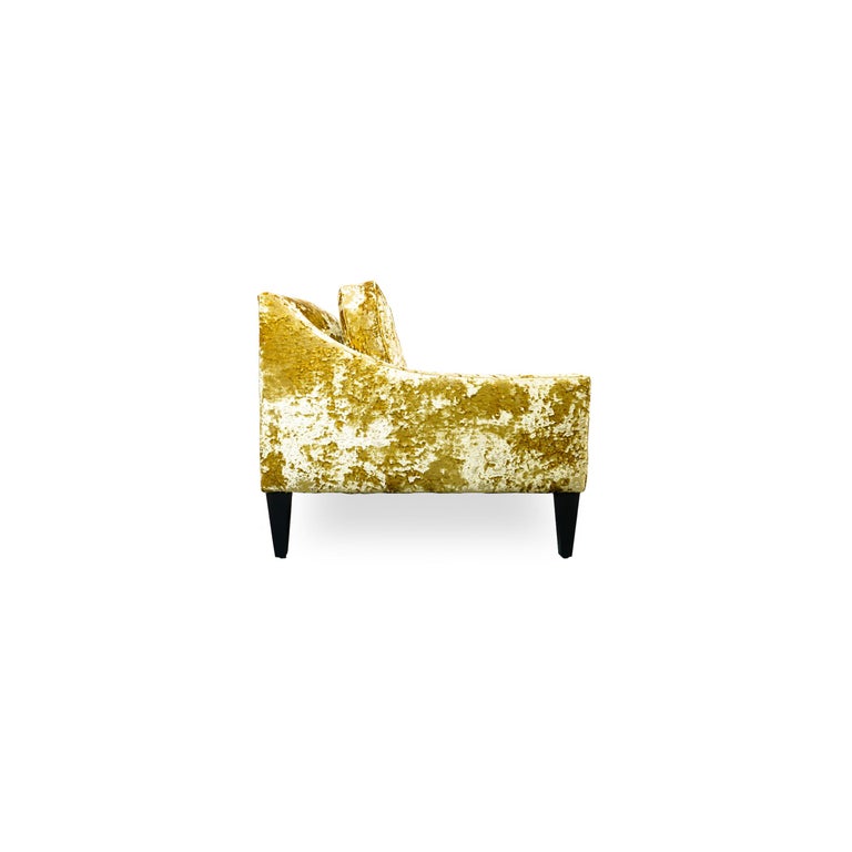Customizable Classic Sofa with Crushed Velvet and Shaped Back Pillows