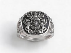 Customizable Coat of Arms Signet Ring – Personalized Heritage Jewelry