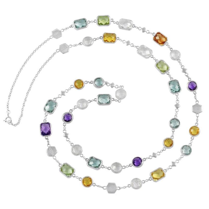 Customizable Code By Edge Multi-Gem Necklace - "One In A Million" in Morse Code For Sale