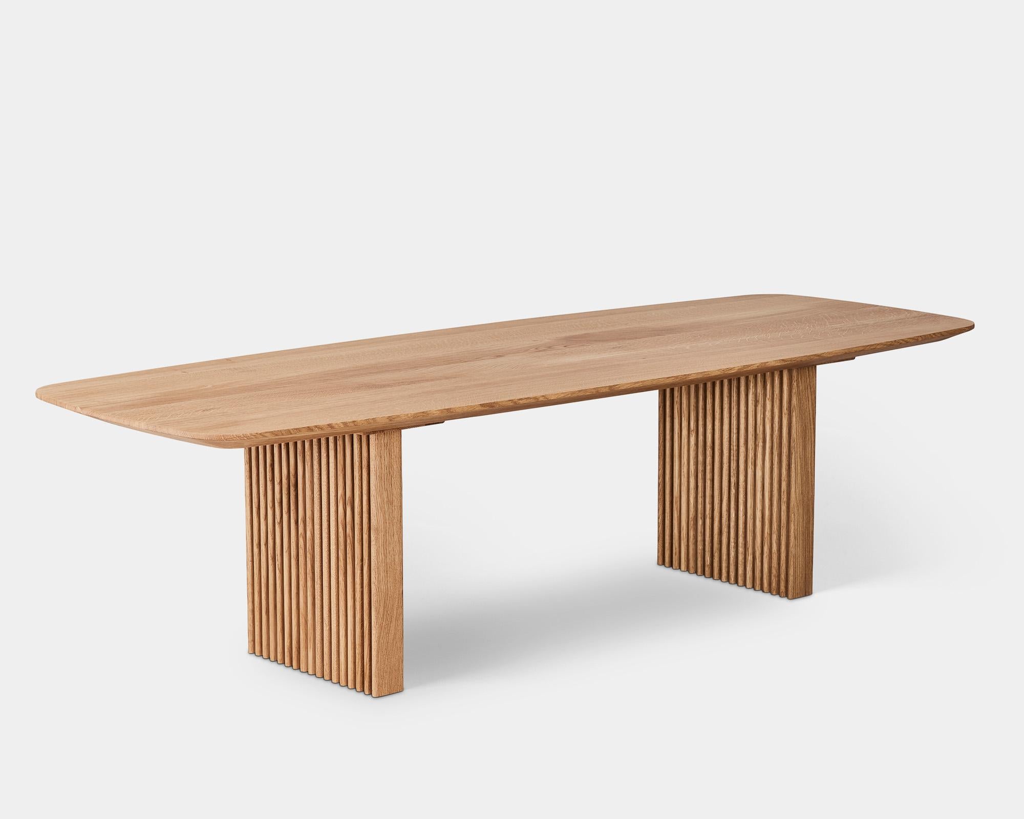 TEN coffee table
Solid wood tabletop and legs

Table height
– 50 cm
– 40 cm
– 45 cm
Tabletop dimensions:
– 140 x 60 cm
– 150 x 60 cm
– 160 x 60 cm
Table top thickness: 3 cm

Wood:
– Oak
– Smoked oak
– Walnut.
