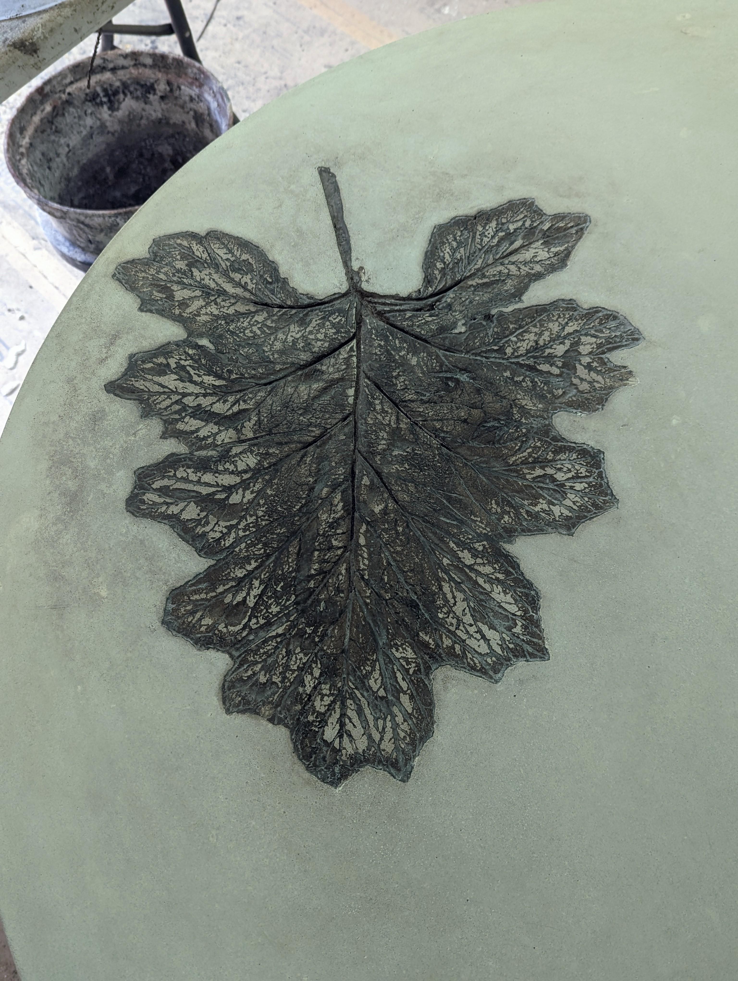 Hand-Crafted Customizable Concrete Dining or Coffee Table Tops with Botanical Designs For Sale