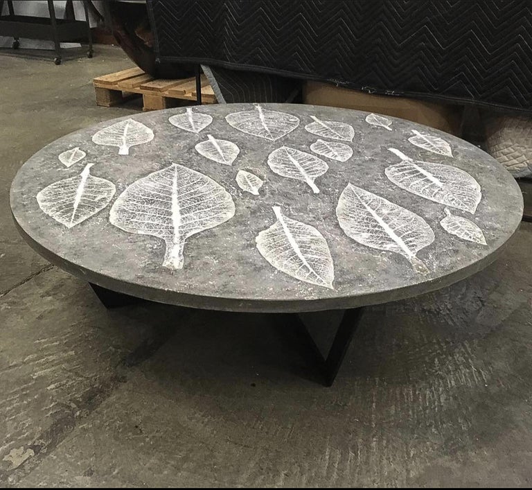 Customizable Concrete Dining or Coffee Table Tops with Botanical