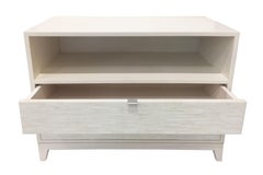 Modern Milano Ivory Glass Mosaic Nightstand with Ivory Oak by Ercole Home