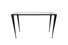 Modern Pavia Glass Console with Natural Steel Legs by Ercole Home