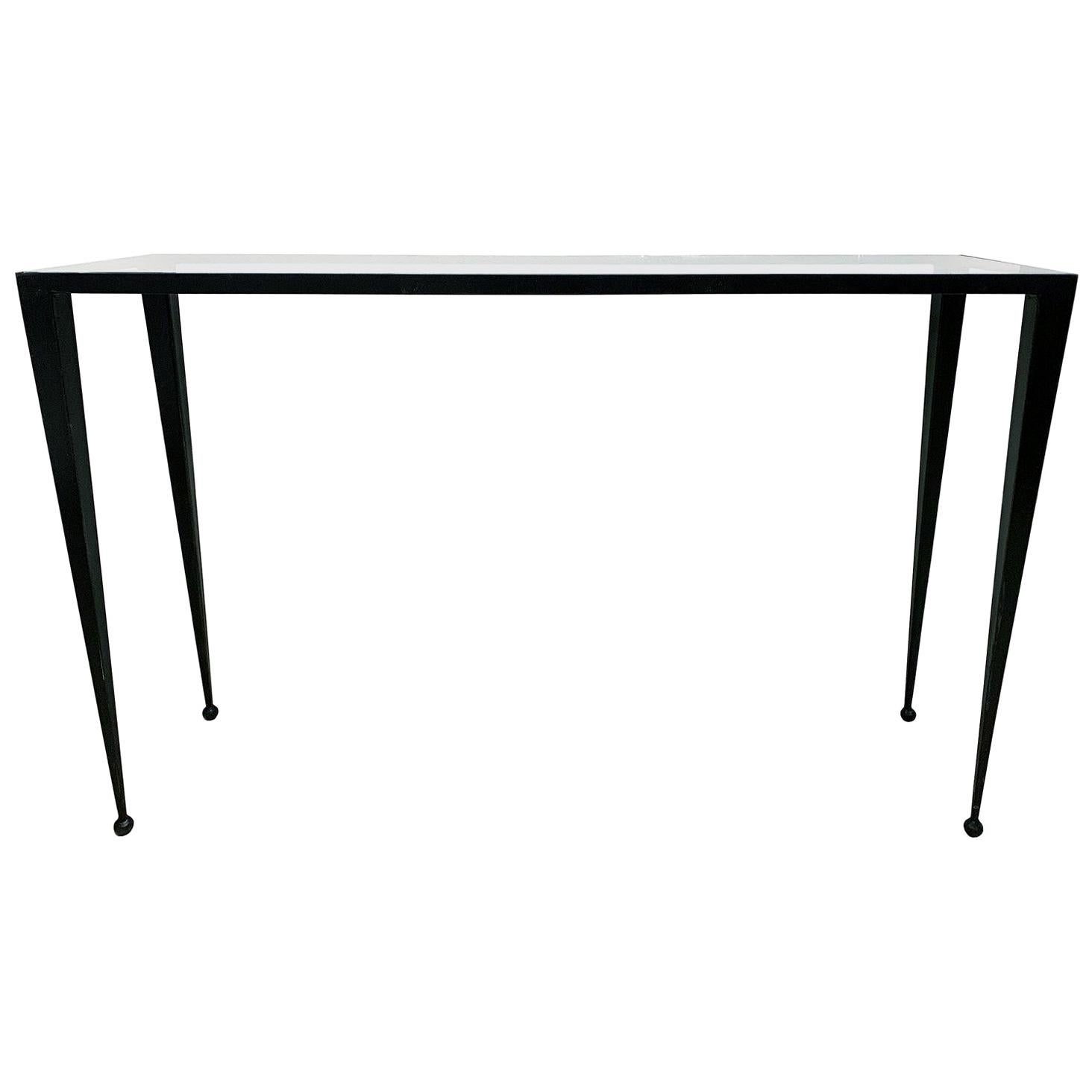Modern Pavia Glass Console with Natural Steel Legs by Ercole Home For Sale