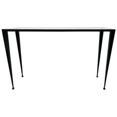 Modern Pavia Glass Console with Natural Steel Legs by Ercole Home