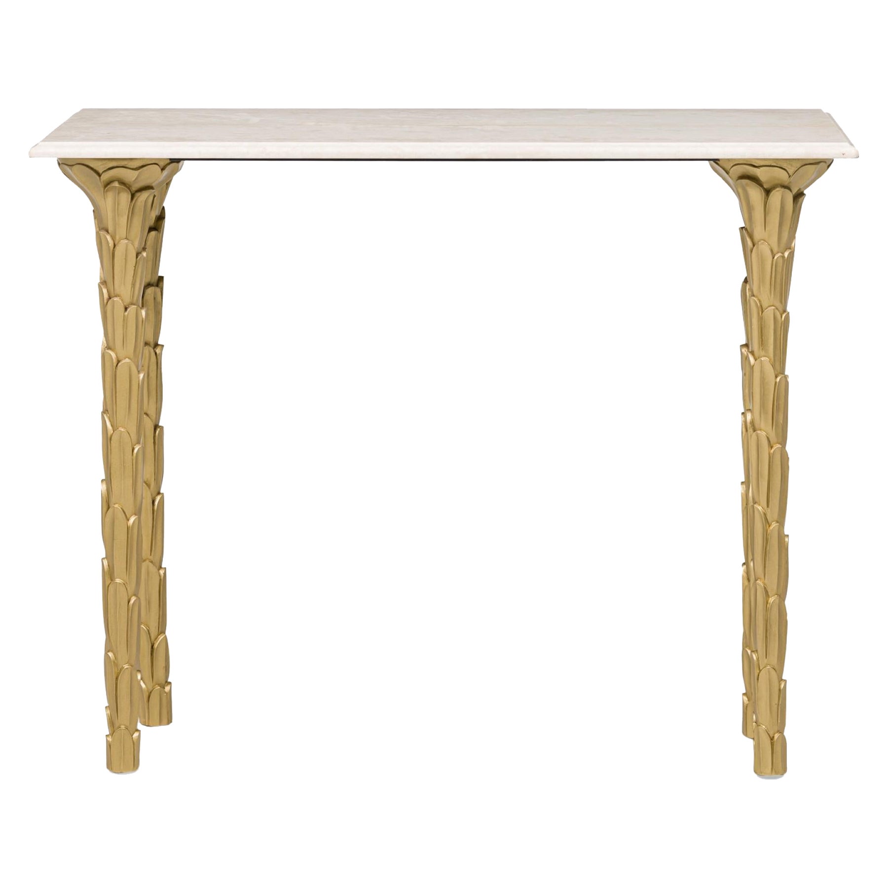Table console dorée contemporaine de style Régence personnalisable