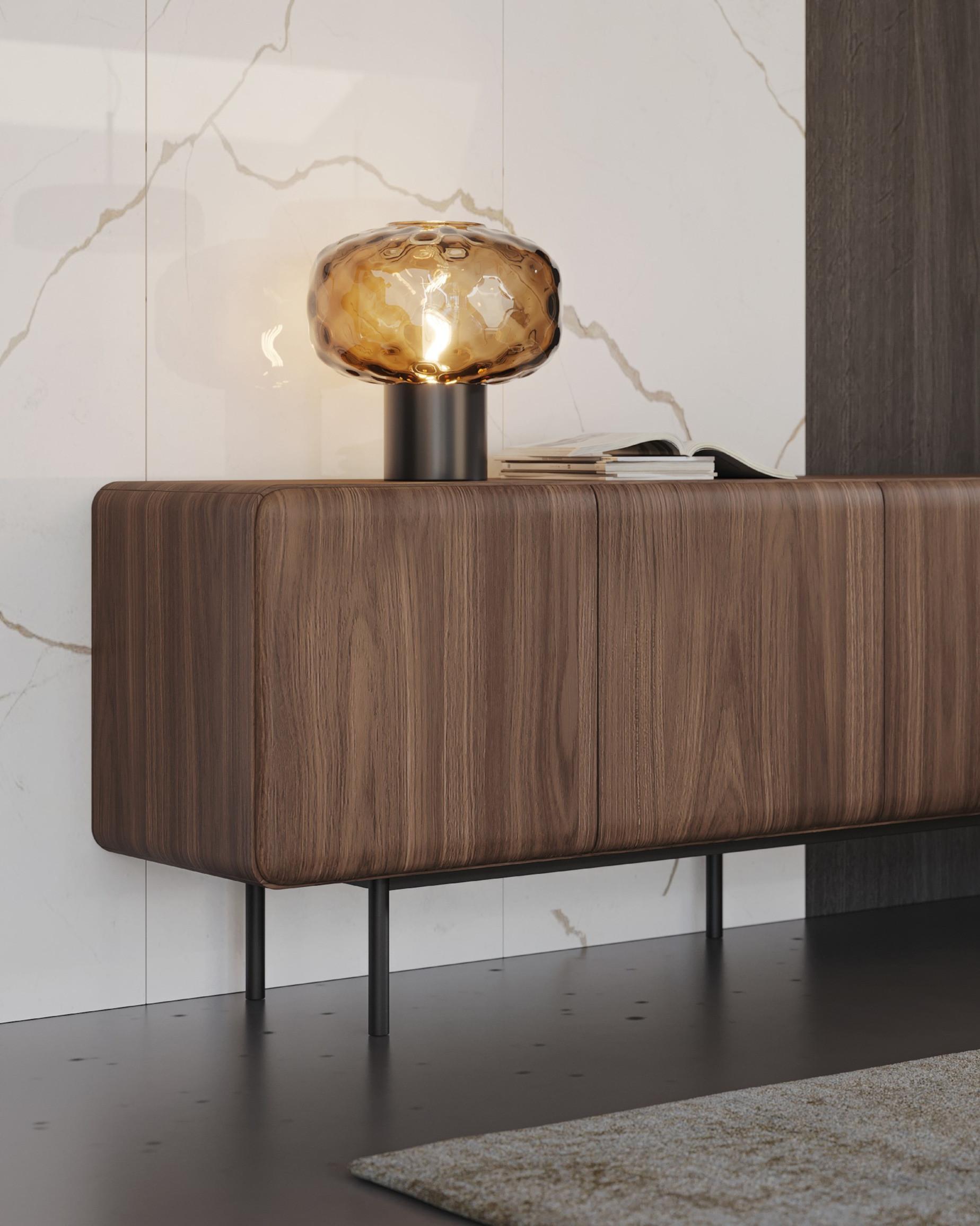 European Customizable Curvilinear Credenza in High-Gloss Red Lacquer & Metal Base For Sale