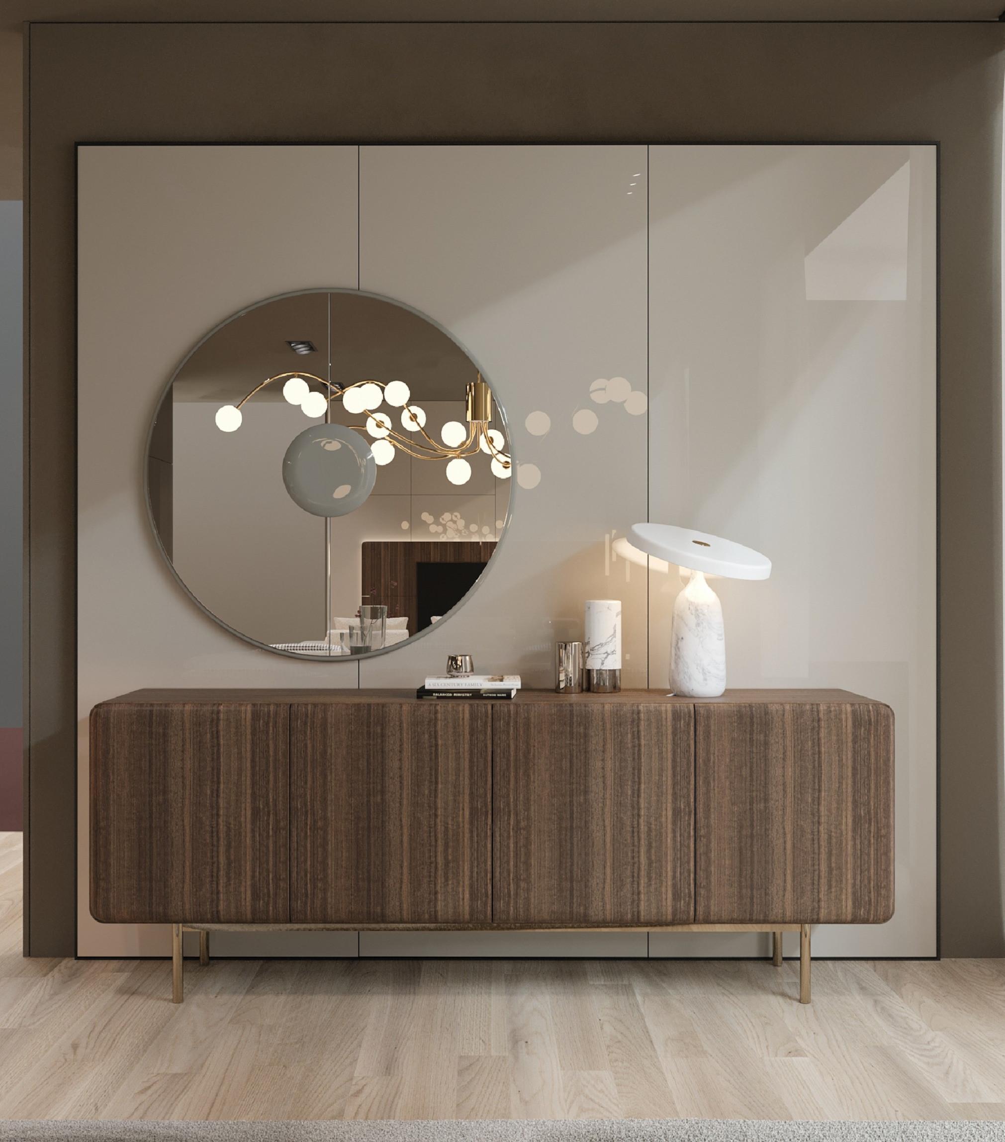 Hand-Crafted Customizable Curvilinear Credenza in High-Gloss Red Lacquer & Metal Base For Sale