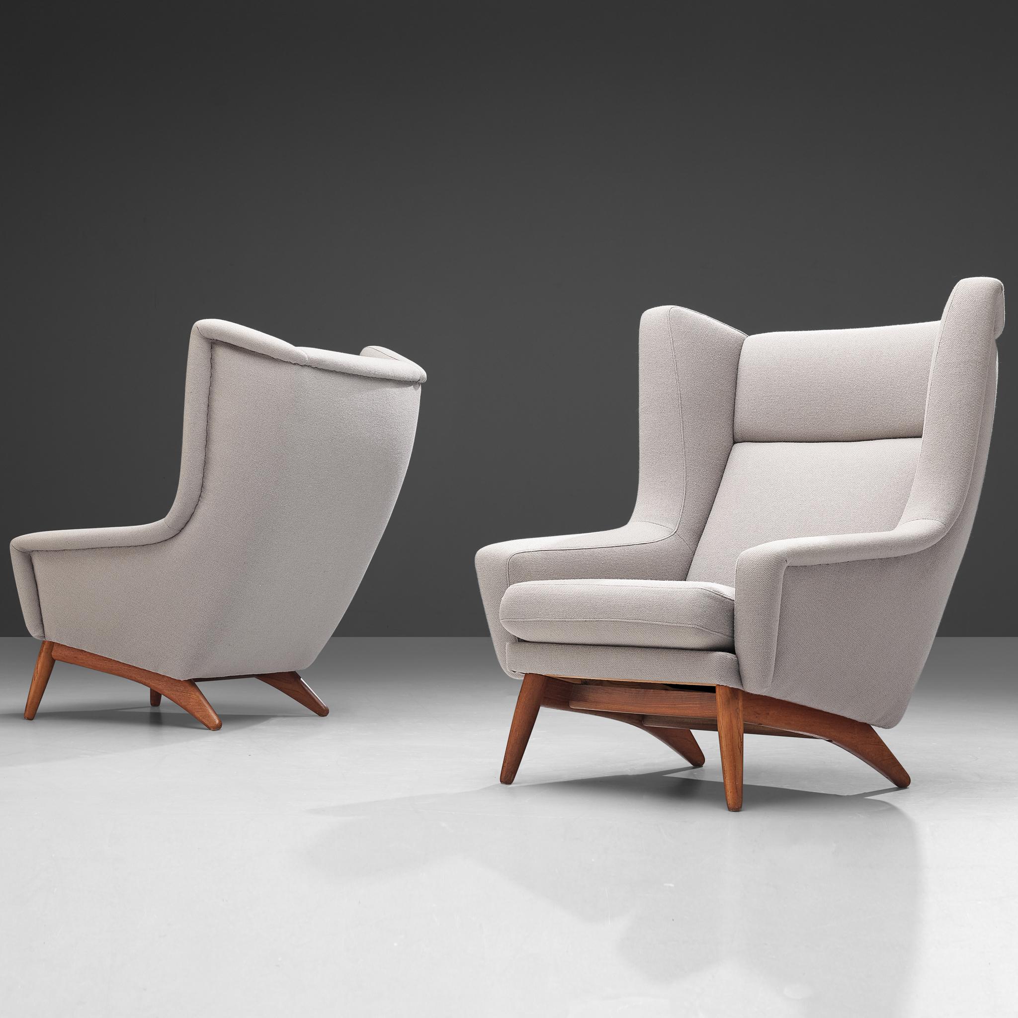 Mid-20th Century Customizable Danish Wing Back Chairs with Teak Frame  For Sale
