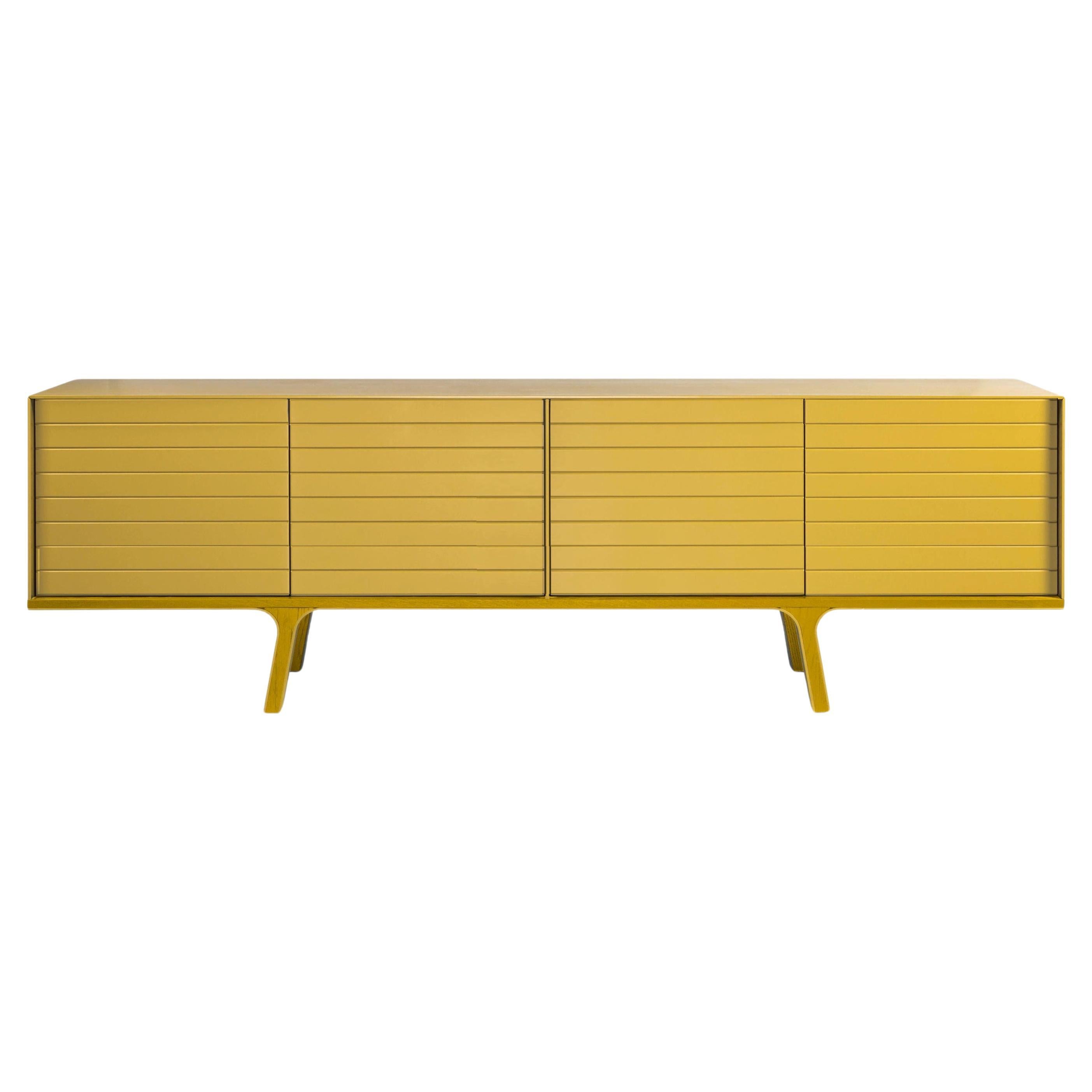 Buffet design personnalisable en laque jaune d'or