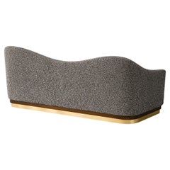 Sculptural Art Deco Revival Sofa Asymmetrical Silhouette on Brass Plinth