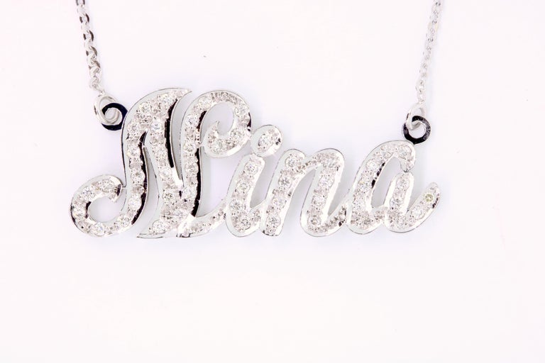 Customizable Diamond Nameplate Necklace For Sale at 1stdibs