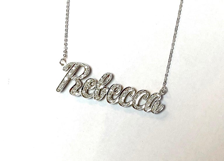 Customizable Diamond Nameplate Necklace For Sale at 1stdibs