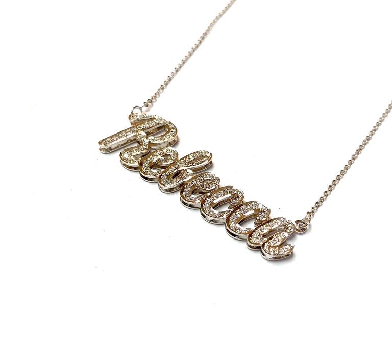 Customizable Diamond Nameplate Necklace For Sale at 1stdibs