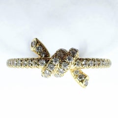 Customizable Diamond Pavé Twisted Love Knot Everyday Ring in 14K/18K Yellow Gold