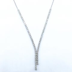 Customizable Diamond Tennis Necklace with Asymmetric Y-Drop in 18K White Gold