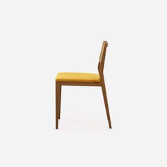 Customizable Dining Chair With Rattan Back Detailing & Walnut Finish