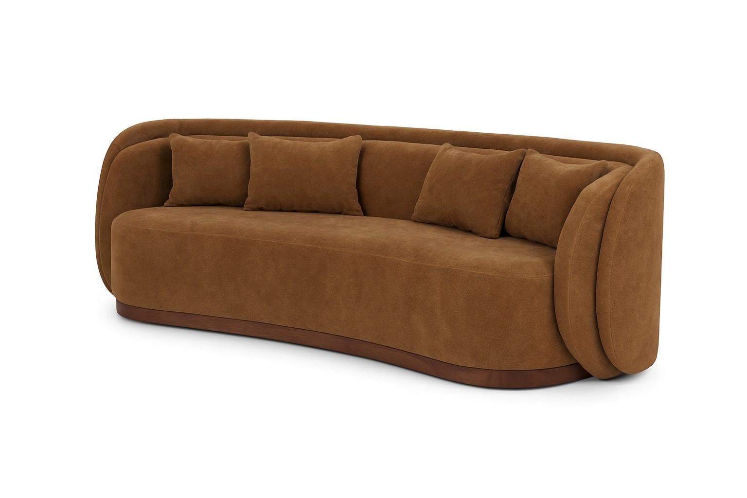 Ce canapé saisissant et sophistiqué est un beau mélange de confort et de design moderne. Il se caractérise par une forme incurvée gracieuse et rembourrée qui crée une silhouette accueillante et fluide. 
Le canapé est proposé en daim ultra résistant