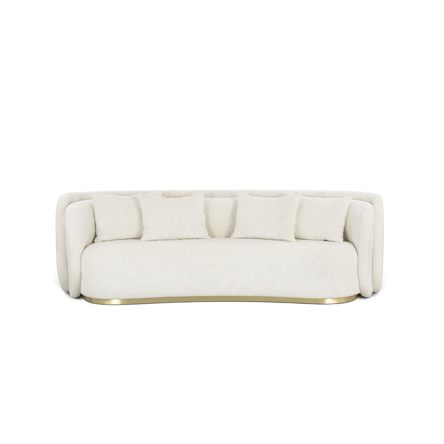 Mid-Century Modern Canapé à double dossier personnalisable avec Silhouette courbée en tissu Ultra Suede en vente