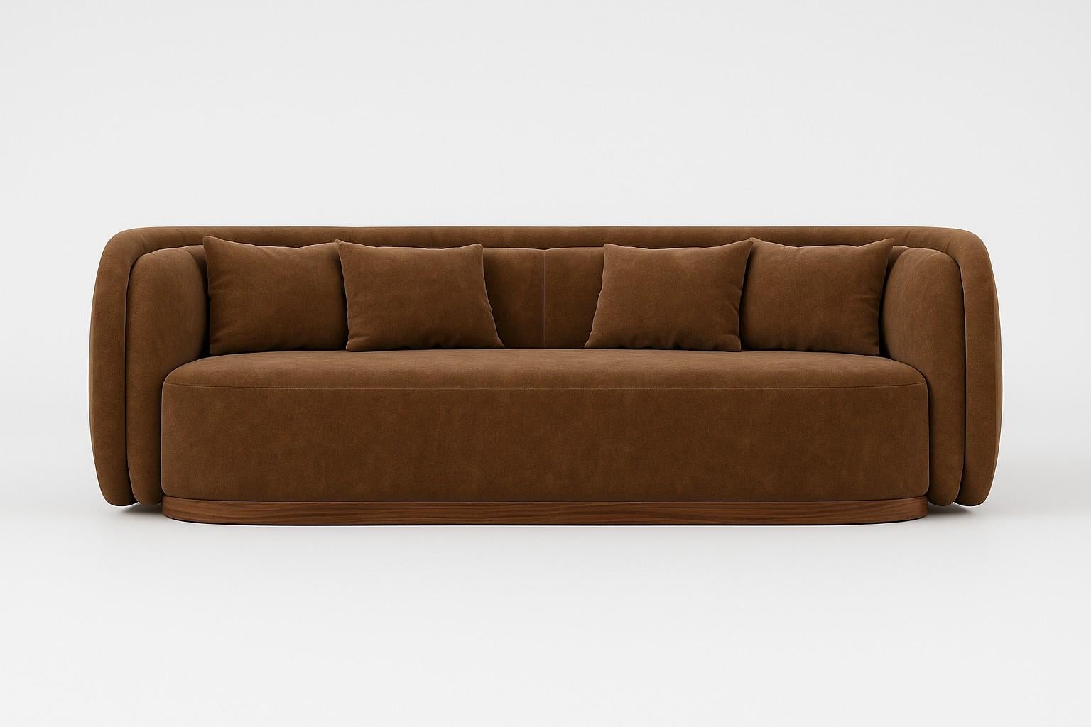 Anpassbares Double-Back-Sofa mit geschwungener Silhouette aus Ultra Suede-Stoff im Angebot 1