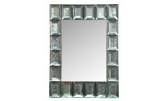 Faceted Murano Glass Mirror in Sea Green, In Stock.