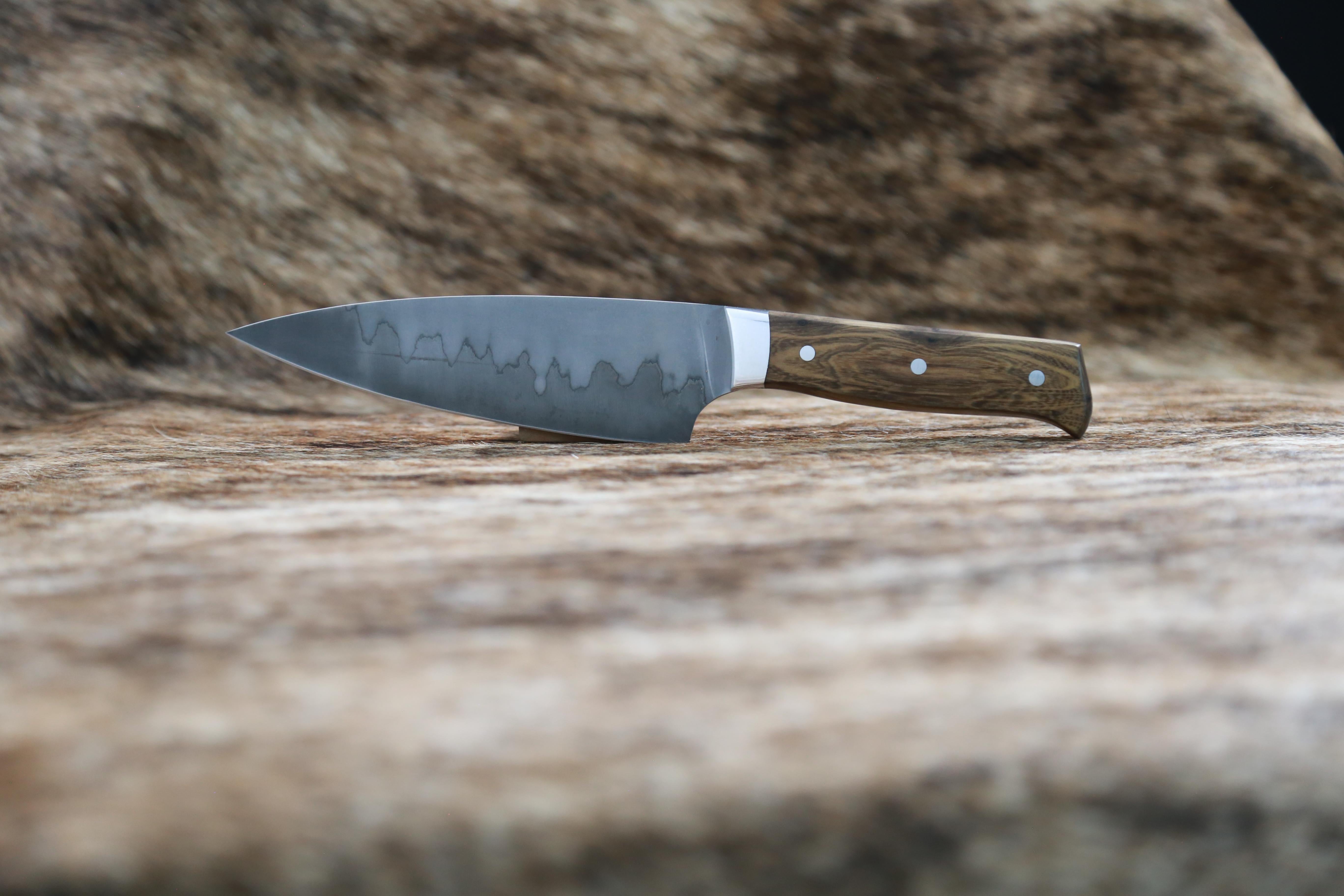 Argentine Customizable Forged Culinary San Mai Steel Knife from Costantini Design For Sale