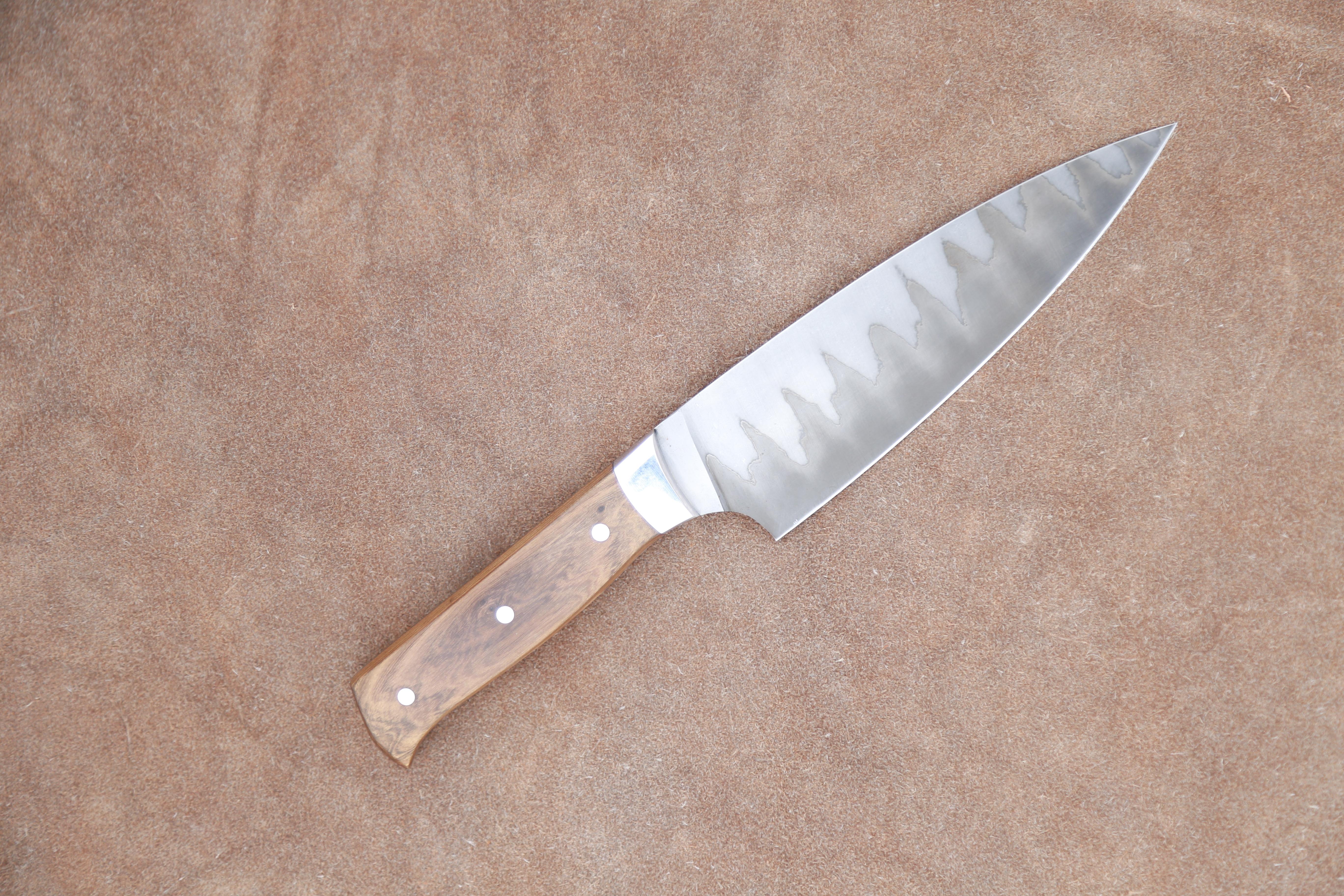 Contemporary Customizable Forged Culinary San Mai Steel Knife from Costantini Design For Sale