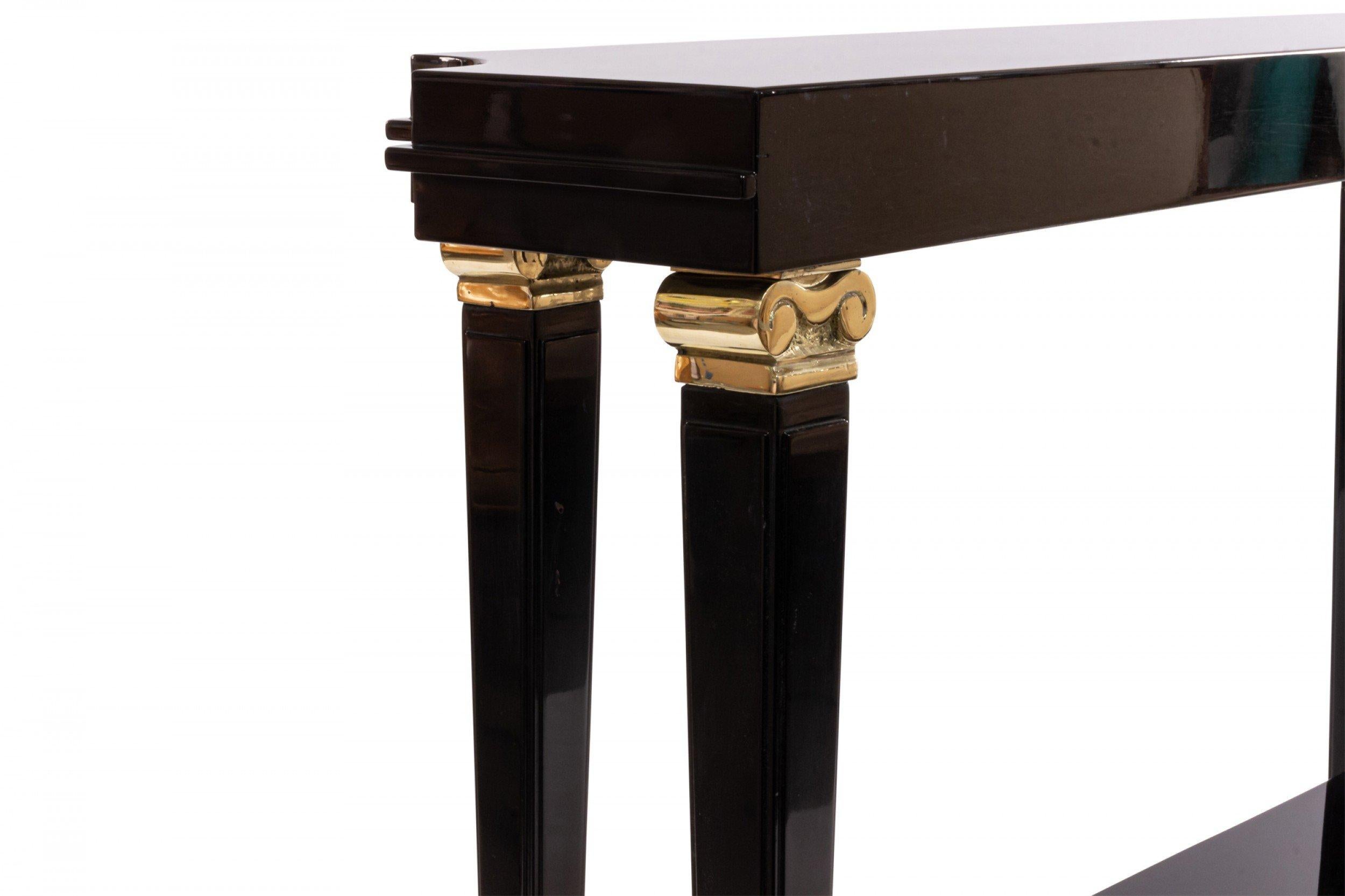 Mid-Century moderno Tavolo consolle personalizzabile in stile metà secolo francese in lacca nera in vendita