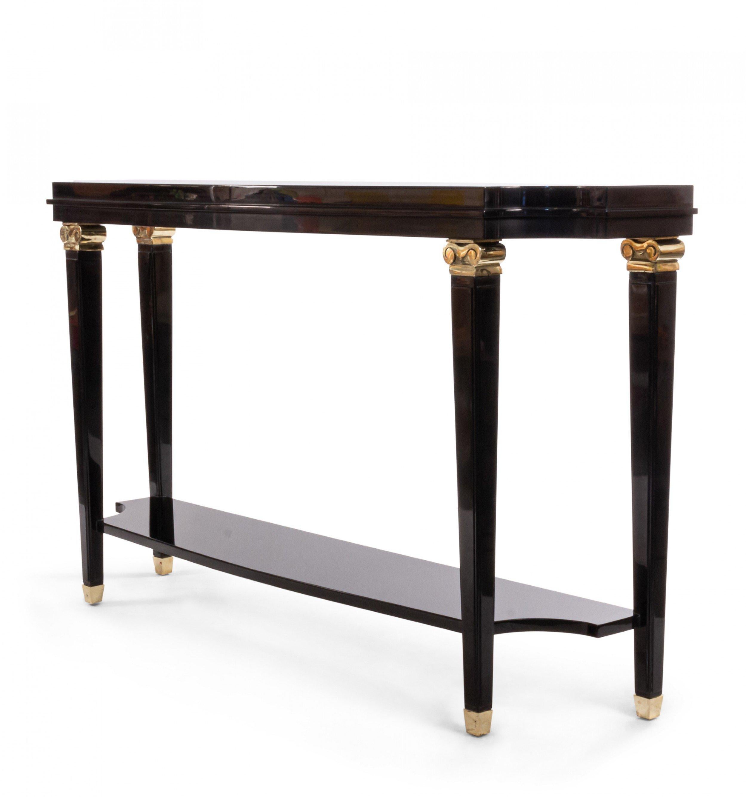 Customizable French Mid-Century Style Black Lacquer Console Table In Good Condition For Sale In New York, NY
