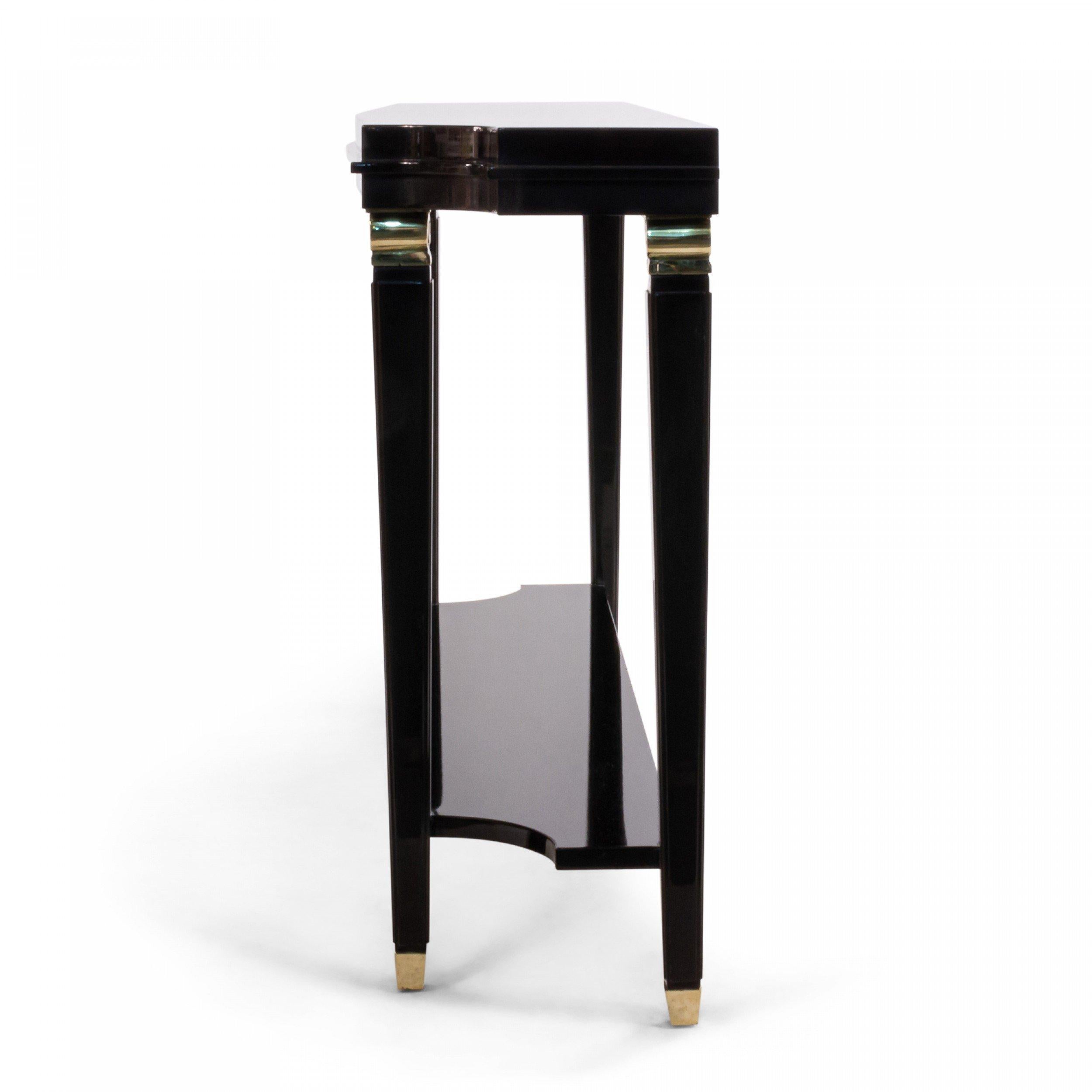 Bronze Customizable French Mid-Century Style Black Lacquer Console Table For Sale