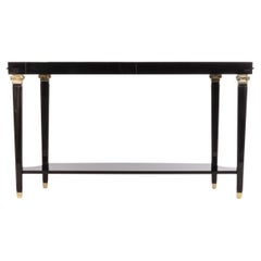Customizable French Mid-Century Style Black Lacquer Console Table