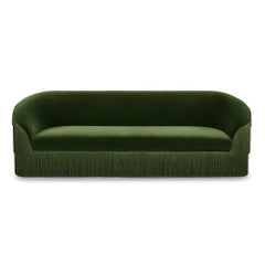 Customizable Fringes Sofa By Munna In Pale Pink Cotton Velvet