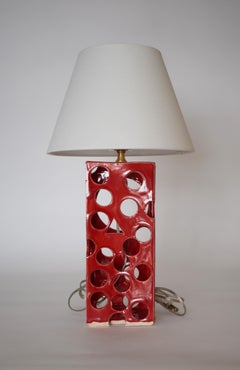 Customizable Glazed Ceramic "Dancing Circles" Lamp by James Hicks