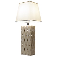 Customizable Glazed Ceramic Diamond Weave Lamp by James Hicks
