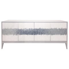 Customizable Gray Milano Buffet in White/Silver Wave Glass Mosaic by Ercole Home