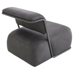 Customizable Gray Upholstered Lounge Chair with Graphite Frame – Mono Collection
