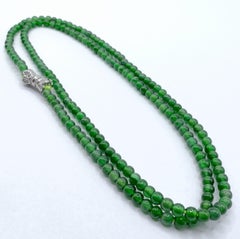 Customizable Guatemalan Emerald Green Jade 3mm Bead Necklace in 14K/18K Gold