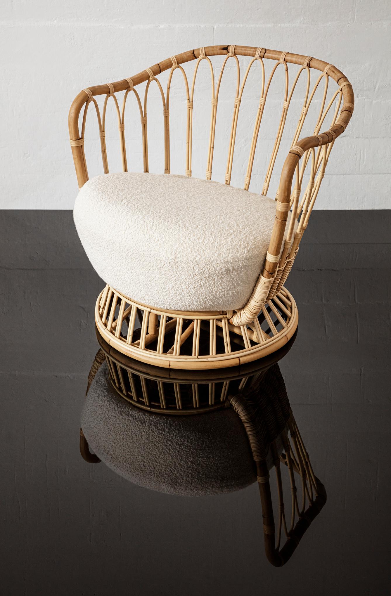 Customizable Gubi Grace Rattan Lounge Chair Designed by Tove Kindt Larsen For Sale 8