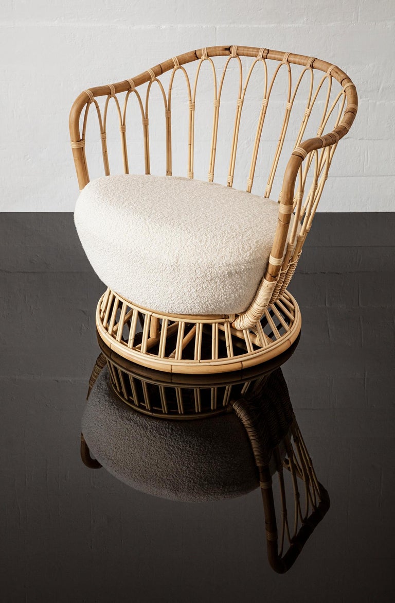 Customizable Gubi Grace Rattan Lounge Chair Designed by Tove Kindt ...