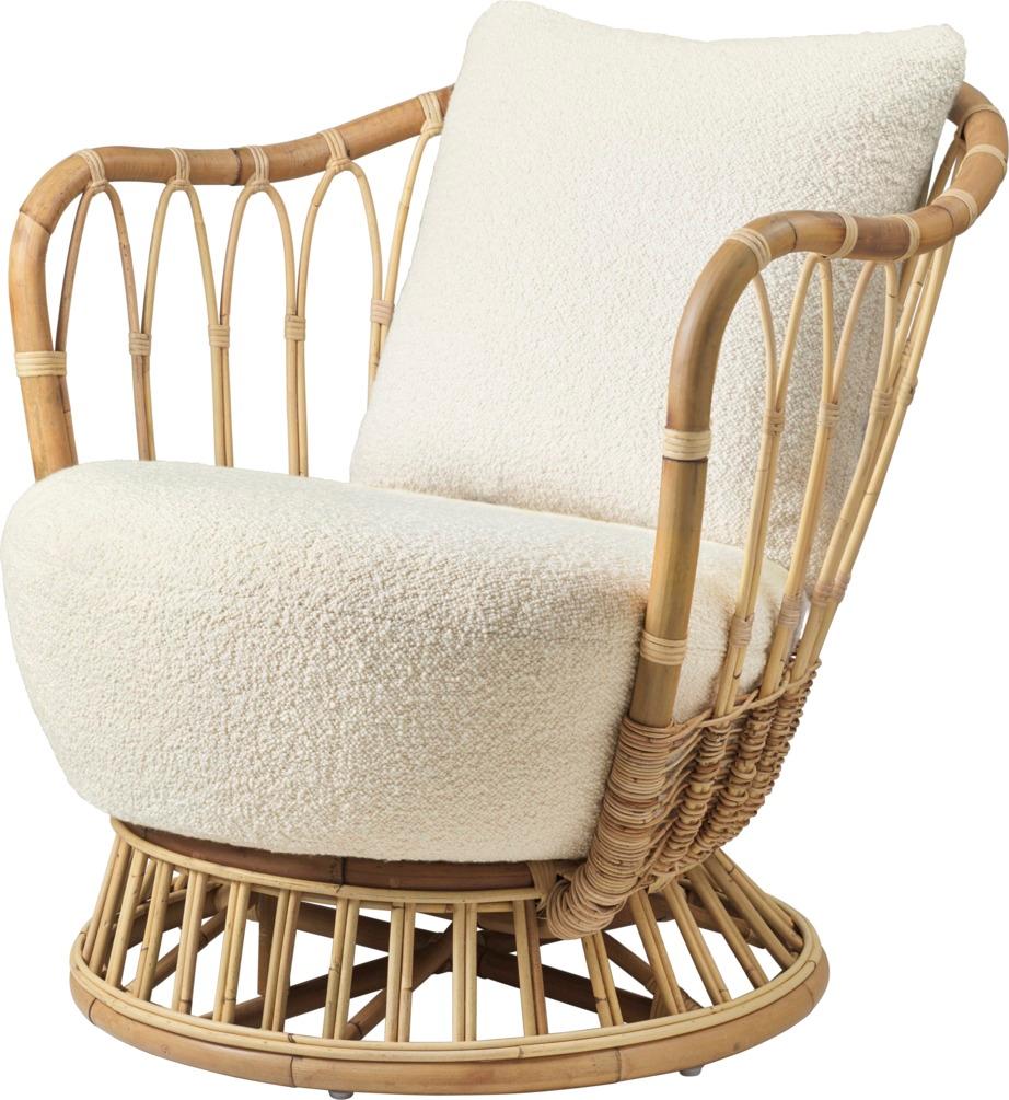 Contemporary Customizable Gubi Grace Rattan Lounge Chair Designed by Tove Kindt Larsen For Sale